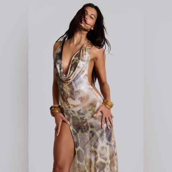 Jaded London Sedona Metallic Leopard Maxi Dress - Picture 4 of 7